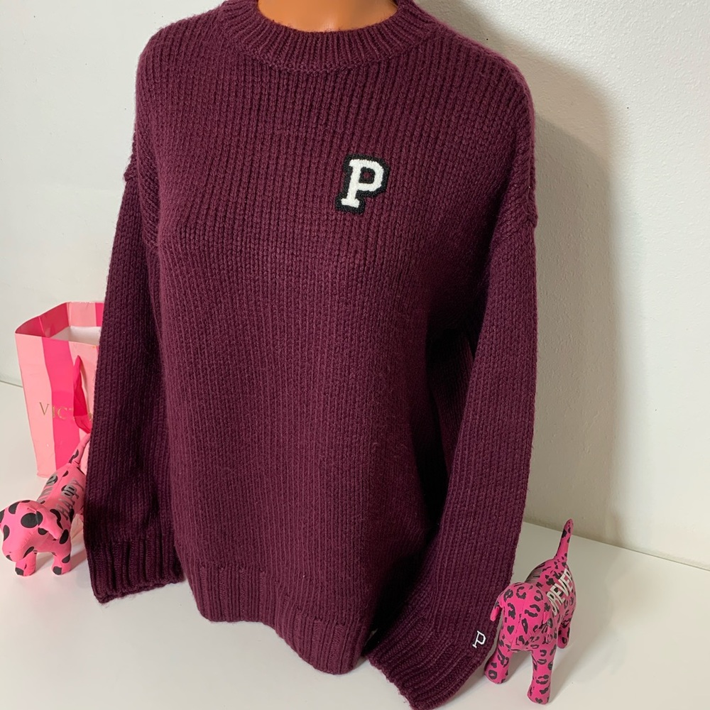 🚫SOLD🚫PINK VS BOYFRIEND CHUNKY KNIT CREW NECK SWEATER - Picture 2 of 7